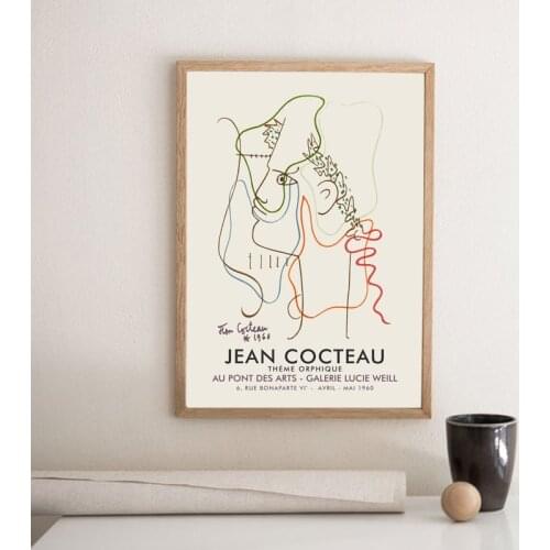 Jean Cocteau Frence Abstract Artist Canvas Painting Prints Galerie Lucie Weill 1960 Exhibition Poster Gallery Wall Picture Decor