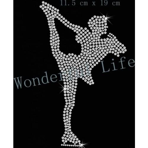 Free shipping Ice Skate Hotfix Rhiestone Transfer