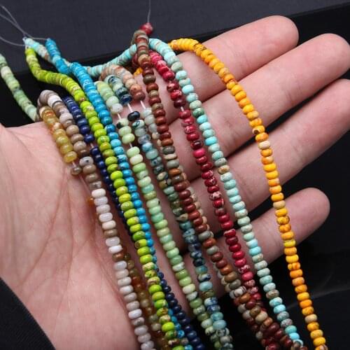 Natural Shoushan Stone Beads Abacus Shape Emperor Stones Lapis Lazuli Loose Beads for Jewelry Making DIY Necklace Bracelet 2x4mm