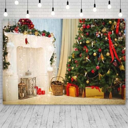 Avezano Christmas Backdrops Tree Winter Fireplace Candle Gift Bell Decor Banners Photography Backgrounds Photo Studio Photozone