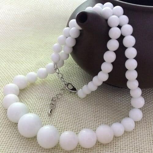 European style 6-14mm natural stone white gems shell round beads tower necklace chain choker for women jewelry 18inch GE1225