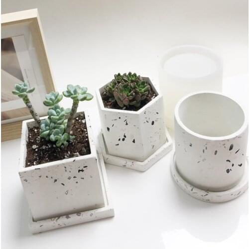 Cement Flower Pot Mold Silicone Molds for Terrazzo Pot Concrete Round Pot Molds