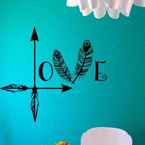 ZOOYOO Arrow Feather Love Wall Sticker Art Murals Home Decor Living Room Bedroom Decoration Wallpaper Design