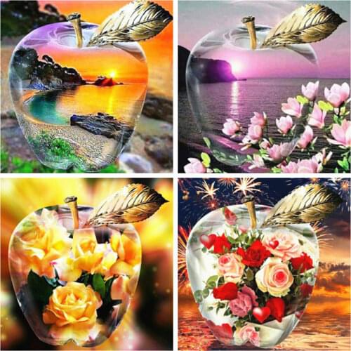 HUACAN Diamond Painting Full Square/Round Sunset Landscape 5D DIY Diamond Art Embroidery Seaside Mosaic Picture Home Decor