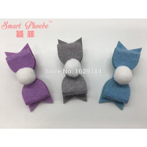 Boutique 15pcs/3C Fashion Cute Felt Pom Pom Hair Bow Hairpins Kawaii Glitter Solid Bowknot Hair Clips Hair Accessorie