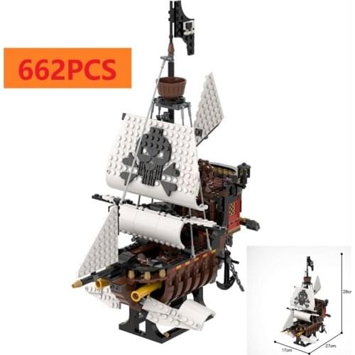 MOC deas Series Sky Skeleton-Pirates Ship Model Building Blocks Creator Pirate Boat Bricks DIY Assembly Toys Xmas Gift For Kids