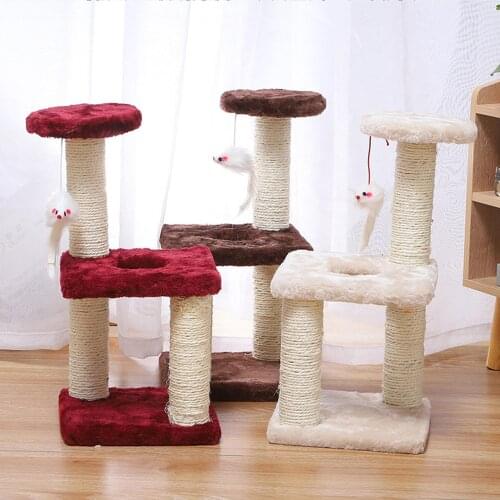 Cat Climbing Tree Scratching Post Board Molar Cat Climbing Toy Three Layers Scratching Post Board Play Training Toy Home Living