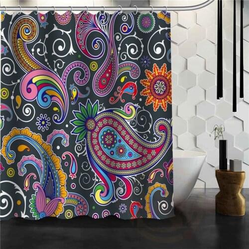 Latest Hot Creative Paisley Shower Curtain Pattern Personalized Custom Bath Curtain Fabric Polyester beautiful H0308@70