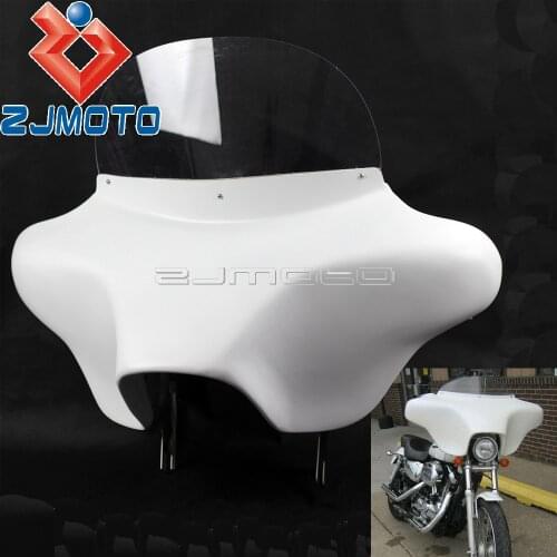 Motorcycle Headlight Fairing w/ Windshield Bracket 6x9 Speaker Detachable Batwing Fairing For Harley Touring Road King 1994-2013