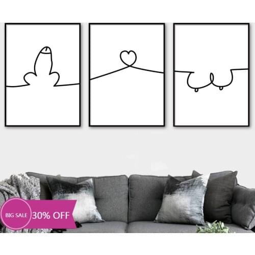 Sexy body art curve lines love adult wall Nordic posters and prints living room decoration painting canvas painting