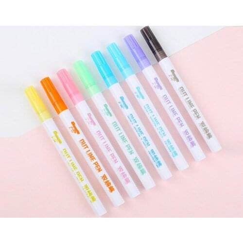 12pcs 12 Colors Fluorescent Pen 2mm Fiber Head Color Pen Office Supplies Sign Note Student Writing Tool