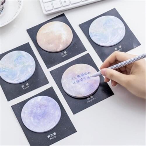Cute Kawaii Paper Sticky Memo Pad Creative Space Planet Note For Kids Gift Korean Stationery