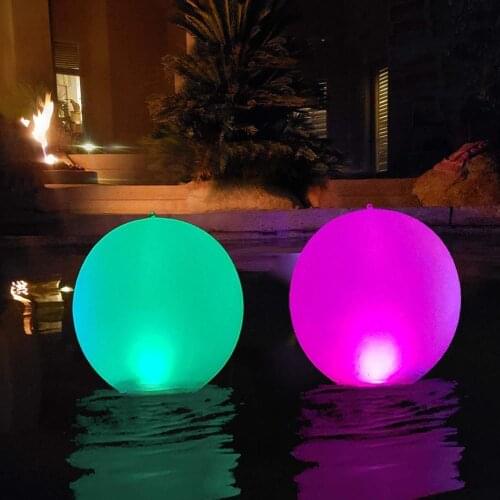 Glowing Ball Funny Inflatable Luminous Ball PVC Remote Control LED Ball Decorative Beach Ball for Outdoor Swimming Pool Outside