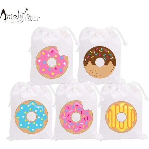 Donut Theme Birthday Party Favor Bags Tea Time Candy Bags Gifts Bags Kids Birthday Party Decor Supplies Baby Shower Custom-made