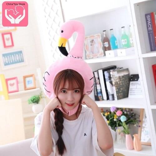 Explosive Net Red Toys Flamingo Headgear Hat Shaking Toy Photo Shooting Props PP Cotton