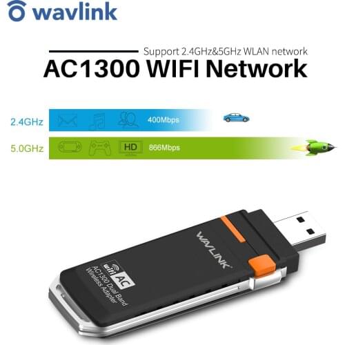 Wavlink AC1300 USB 3.0 Mini WIFI Dongle Adapter 2.4G/5G Dual Band Wireless Network Card wifi supports Windows XP/Vista/7/8/10 PC