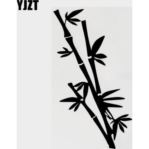 YJZT 7.3CM×15CM Fashion Plant Bamboos Vinyl Motorcycle Car Sticker Decal Black/Silver 18B-0194