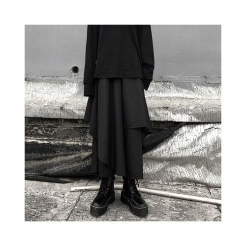 Dark Department of Womens new double-layered irregular levels hemline skirt