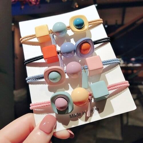 Women Girls plastic ball Elastic Hair Rubber Band Accessories Ponytail Holder young girl lady Scrunchie Hair Ring Rope Headdress