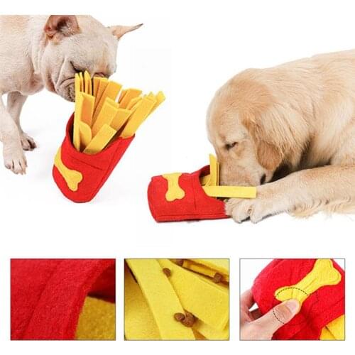 Dorakitten 1pc Dog Squeaky Toy Funny Cute Felt Cloth Dog Teething Toy French Fry Shape Pet Chew Toy Pet Supplies