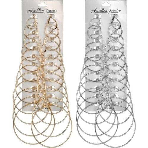 12 Pairs Hoop Earrings Set Big Circle Earring Fashion Jewelry for Women Girls Steampunk Ear Clip korean Earrings Women Gift 2019