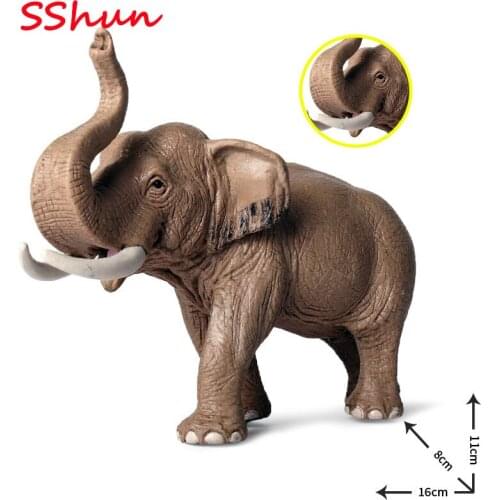 16*8*11CM Childrens Simulation Safari Elephant Static Model Male Asian Elephant Elephant Model Home Decoration Decoration