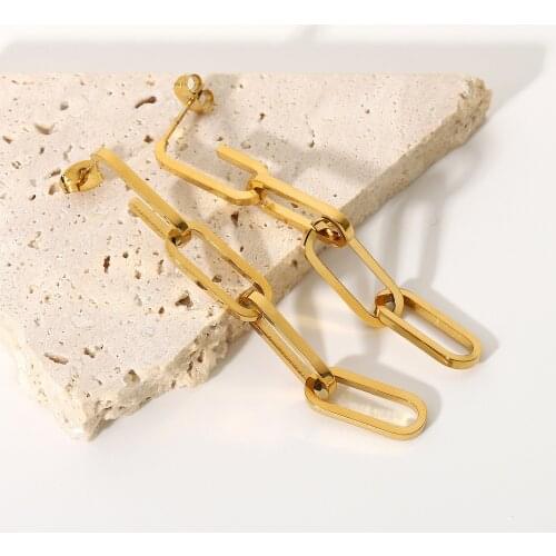 18K Gold Plated Stainless Steel Drop Earring For Women Girls Long Chain Link Earrings Jewelry for women