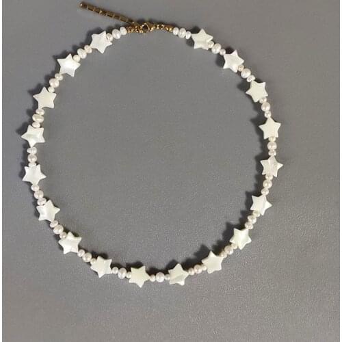 2020 new design five-pointed star shell beads necklace natural freshwater pearl mix and match high quality jewelry gift for girl