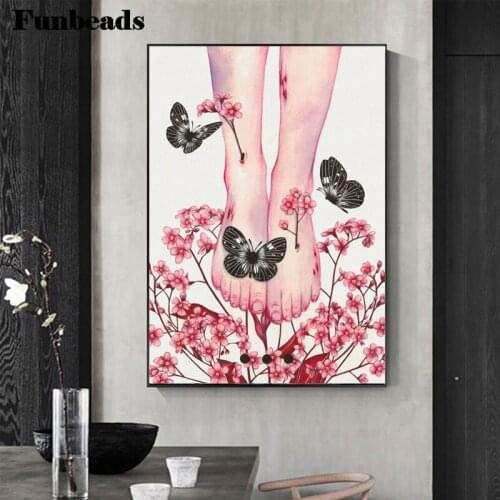 DIY 3D Diamond painting flower feet butterfly 5d Diamond mosaic Square round Diamond embroidery Cross stitch wall decor FF195