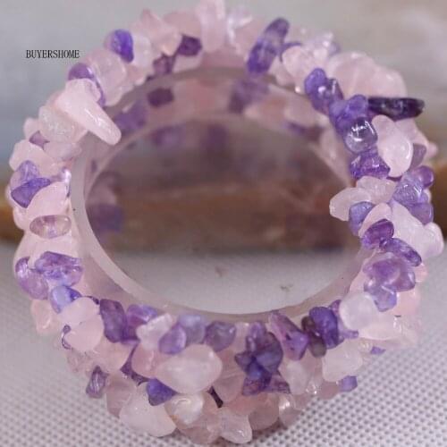 Free Shipping Fashion Jewelry Stretch Weave Natural Stone Crystal Bracelet 7" 1Pcs H048
