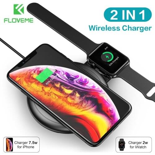 FLOVEME Wireless Charger for iPhone X XR XS Max 8 Plus Fast Wireless Charger Qi Charger For Apple Watch 4 3 2 1 For Samsung