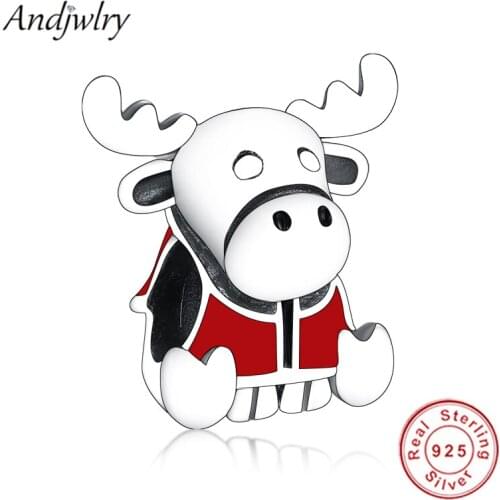 925 Sterling Silver Canada Moose Maple Leaf Elk Deer Charm Fit Original Pandora Charms Bracelet DIY Jewelry Christmas Berloque