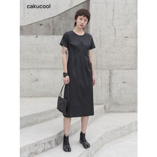 Cakucool 2019 new spring and summer dark Japanese simple slim fashion design ladies short-sleeved dress