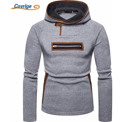 Covrlge Fashion Hoodies Men Ripped Zip Personality Sweatshirts Mens Hip Hop Slim Hooded Hoodie Pullovers Sweatshirt Men MWW138