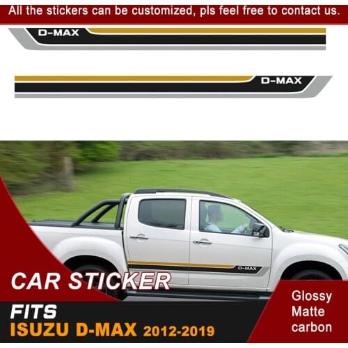 D-max stripe side door graphic Vinyl racing car sticker fit for isuzu d-max 2012 CABINE CREW 4X4 2017 XRUNER PICKUP accessories