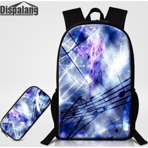 Dispalang Children School Bags with Pen Bag for Girls Boys Music Note Striped Backpack Kids Book Bag Pencil Bag mochila escolar