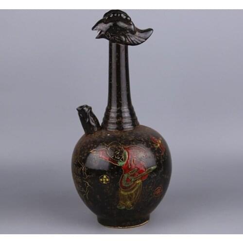 Antique SongDynasty porcelain vase,Ding kiln black glaze color bottle,Hand-painted crafts,Collection&Adornment,Free shipping