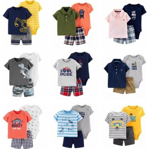 Cartoon tshirt tops+bodysuit+shorts for baby boy clothes newborn set 2020 summer outfit new born clothing suit tracksuit costume