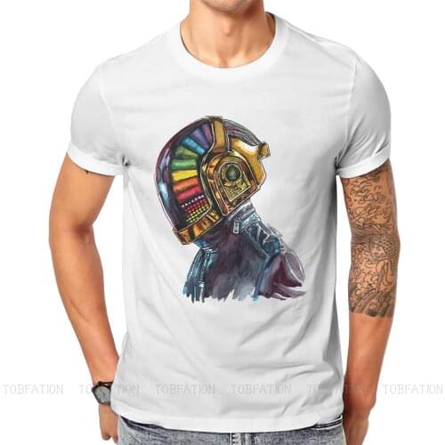 Rainbow Helmet Daft Punk Electronic Music Band T Shirt Graphic Plus size Crewneck TShirt Top sell Harajuku Mens Streetwear