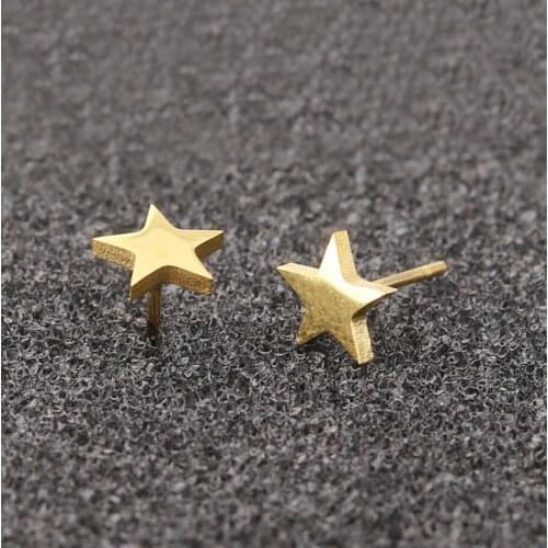 Hfarich Korean Fashion Gold Color Kpop Tiny Stainless Steel Piercing Earrings Studs for Women Girls Brincos Orecchini