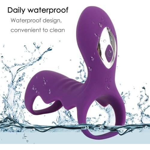 IKOKY Delay Ejaculation G Spot Stimulation 10 Speed Silicone Vibrator Sex Products Penis Rings Sex Toys for Men