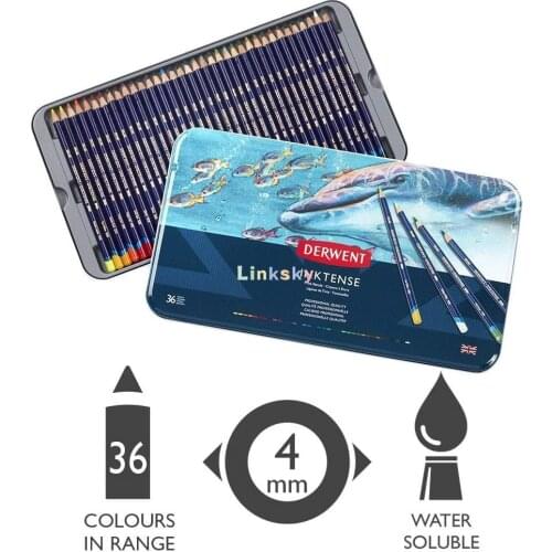 Lapis Aquarelavel Derwent Inktense 36 Cores, Colored Pencils, Inktense Ink Pencils, Drawing, Art, Metal Tin, 36 Count (2301842)