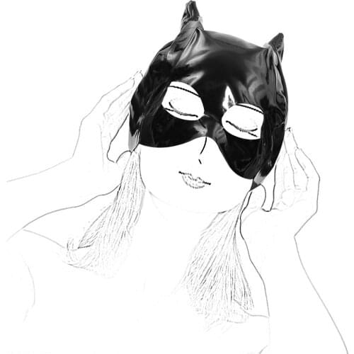 Lether Slave Cat Head Mask Sex Headgear Restraint Hood Mask Masquerade Bachelorette Party Supplies Sex Toys for Couples Flirting