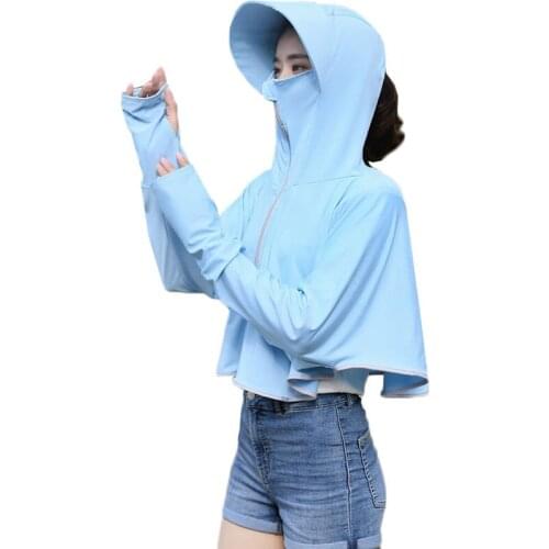 Summer Sun Protection Clothing Women New Anti-UV Breathable Ice Silk Sun Shirt Short Sun Protection Jacket Loose Thin Cloak Coat