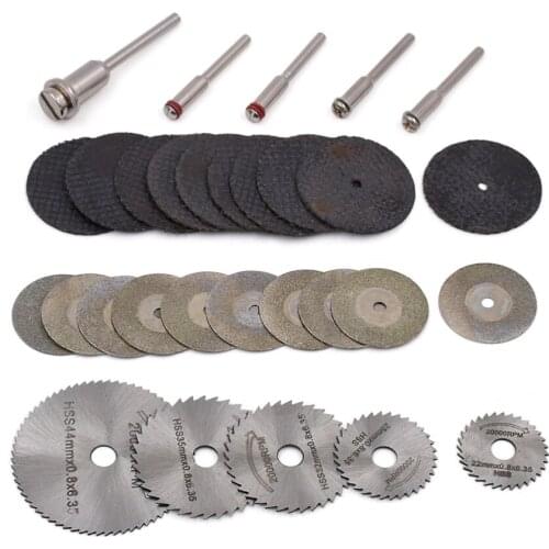 30pcs Rotary Tools Circular Saw Blades Wood Metal Stone Cutting Saw Blade Discs with Mandrel for Dremel Tools Accessories