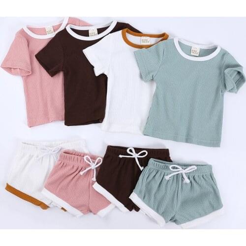 MILANCEL 2021 Baby Clothes Set Solid Girls Clothes Summer New Toddler Suits Striped Baby Outfit