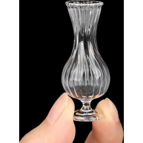 1:12 Dollhouse Miniatures Transparent Glass Vase Model Doll House Flowerpot Vase Doll House Flower Pot Vase Decoration Toy