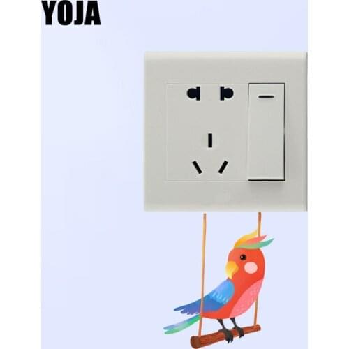 YOJA Interesting On The Swing Parrot Decor Switch Wall Sticker Living Room Bedroom Personalized Colored Decals 10SS0313