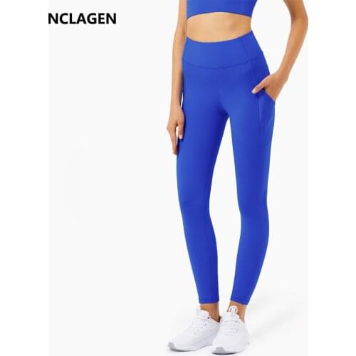 NCLAGEN High Waist Yoga Leggings Sport Women Fitness Squat Proof Naked Feel Pants Pocket Soft GYM Capri Elastic Workout Tights