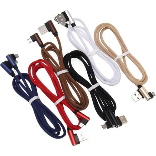 500pcs/lot 90 Degree Elbow USB Type C Data Cable Micro Usb Charging for iPhone 11 Pro Max XR X 8 Samsung S6 Mobile Phone Cables